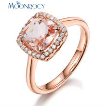 MOONROCY CZ Champagne Crystal Rings Rose Gold Color Square Party Wedding Rings Jewelry for Women Girls Gift Drop Shipping 2024 - buy cheap