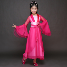 Trajes de dança para crianças, de alta qualidade, fantasia chinesa antiga para meninas, traje infantil, vestido vermelho rosa, folk chinês 2024 - compre barato