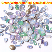 Diamante de imitación de calidad, Diamante de imitación de ópalo rosa, blanco, azul y verde, punto de mezcla, decoración artística de uñas 3D de cristal, 100 Uds. Por bolsa 2024 - compra barato