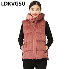 Autumn Winter Vest Women Waistcoat Loose Plus Size Gold Velvet Cotton Clothing Solid Color Zipper Warm Sleeveless Parkas Is1556 2024 - buy cheap