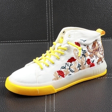 CuddlyIIPanda Men Fashion Casual Shoes Summer Canvas Chinese Style Embroidery High Top Sneakers Male Breathable Leisure Shoes 2024 - buy cheap