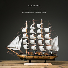 Modelo de barco de vela pirata de madera en miniatura realista, accesorios de decoración del hogar marino, Artes Modernas, oficina, decoración del hogar, recuerdos 2024 - compra barato