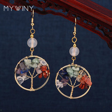 Artificial Crafts MYWINY NEW 3 colors handmade braided life tree shape jewelry Rock ore earrings 2024 - buy cheap