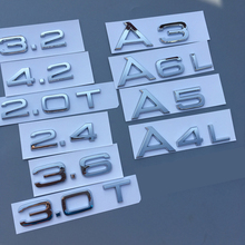 1.8T 2.0T 2.4 3.0T 3.2 3.6 4.2 A3 A4 A5 A6L A7 A8L Q3 Q5 Q7 Letter Number Chrome Emblem Car Trunk Capacity Badge Logo Sticker 2024 - buy cheap