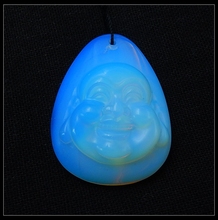 Новый дизайн натуральный камень ручной работы Будда Опалит ожерелье кулон, 42x31x13 мм 20,5 г резьба полудрагоценный камень кулон 2024 - купить недорого