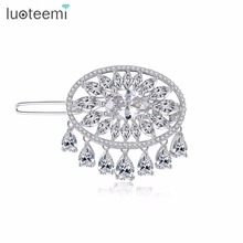 LUOTEEMI New Arrival Modeling Hair Accessory Fashion Clear Cubic Zirconia Drop Hair Clip For Bridal Wedding Jewellery Hair Pins 2024 - buy cheap