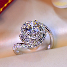 Роскошное женское кольцо с короной большой королевы, милое модное кольцо из розового золота с кристаллами циркония, обручальные кольца для женщин 2024 - купить недорого
