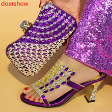 Doershow-zapatos italianos con bolsos a juego para mujer, zapatillas de fiesta y bolso, Color morado, JU1-5 2024 - compra barato