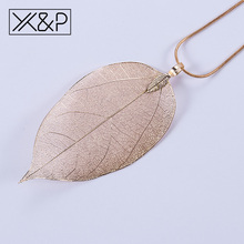 X&P Creative Vintage Ethnic Metal Plant Pendant Necklaces for Women Men Fashion Rose Gold Leaf Rope Chain Necklace Jewelry Gift 2024 - buy cheap