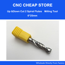 1pc AAA 6X25mm UP &DOWN Cut Two Flutes Spiral Carbide Mill Tool Cutters for CNC Router, Compression Wood End Mill Cutter Bits 2024 - buy cheap