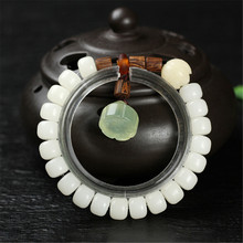 Authentic Hainan 7*9mm Natural White Bodhi Root One Circle Beads Bracelet Xiuyu Lotus Charm Fashion Women Summer Mala Jewelry 2024 - buy cheap