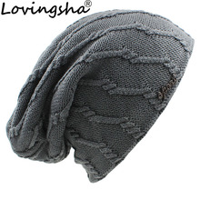Lovingsha chapéus femininos de malha larga, chapéus quentes de inverno para meninas e homens chapéu de pele falsa 2024 - compre barato