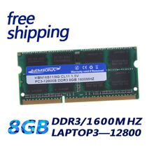 Kembona frete grátis!! Memória ram do laptop ddr3 8gb 1.5v 1600mhz 204pin, memória do laptop ddr3 PC3-12800 2024 - compre barato