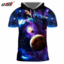 UJWI 3D Com Capuz Mens Fresco Imprimir Galaxy Starry sky Cap T-shirt Planetas 3d Hoody Camisas Hombre Crewneck Manga Curta Jerseys 7XL 2024 - compre barato