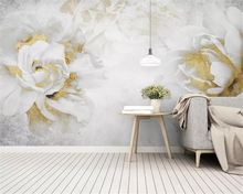 Beibehang-papel tapiz 3d para decoración del hogar, mural de pared con diseño Floral, rosa dorada, moderno, 3d para TV, sala de estar y dormitorio 2024 - compra barato