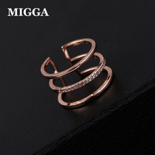 MIGGA-anillo multicapa de circonia cúbica para mujer, sortija de moda, oro rosa/blanco 2024 - compra barato