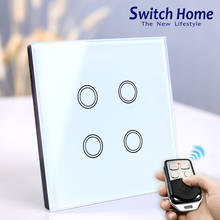4 gang touch switch, Wireless Remote Control light Switch, Smart Sensor touch Wall Switch, Luxury Crystal Glass Panel Surface 2024 - buy cheap