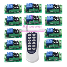 Venda imperdível-sistema de controle remoto sem fio dc 12v 1ch rf 1 peça-controle remoto com receptor 12 peças 315/433mhz