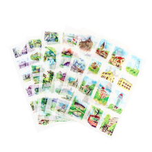 Pegatinas de álbum de recortes de Casa de ensueño verde, pegatinas de papel Washi de dibujos animados para álbumes DIY, decoración diaria, 6 unids/paquete 2024 - compra barato