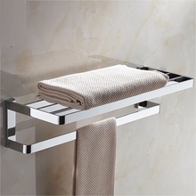 MTTUZK-toallero de Oro pulido de latón macizo, soporte de toalla de baño con barra de toalla, estantes de baño cromados, toallero Doble 2024 - compra barato
