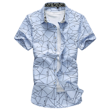 2019 summer new men's shirt fashion plaid printing men's casual short-sleeved shirt large size brand clothing shirt 5XL 6XL 7XL 2024 - buy cheap