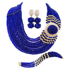 Fashion Royal Blue African Wedding Beads Nigerian Necklace Costume Jewelry Set Crystal Bridal Party Jewelry Sets 10DPH09 2024 - buy cheap