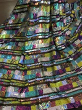 Tecido de renda bordado com lantejoulas lindas lantejoulas nigerianas tecido de renda para vestido de festa 2024 - compre barato