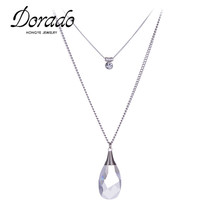 Dorado 2018 new design gold silver color chain rhinestone water drop crystal  double layer chain pendant necklace for party 2024 - buy cheap