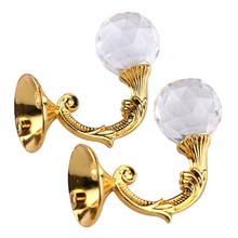 Vintage European High-grade Crystal Wall Tieback Curtain Hook Tassel Towel Hanger For Cloth-hat Hook 2PCS/Pair 2024 - buy cheap