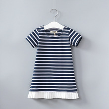 Kids Girls Casual T-shirt Dress korean Summer Children Short Sleeve Striped Dress 1-2-3-4-5 Years 2024 - buy cheap