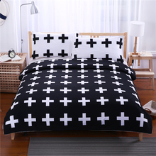 Fashion Simple style Printed White Black Cross Bedding Sets Bedclothes Geometric soft Pillowcase Single double size Duvet Cover 2024 - buy cheap