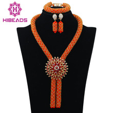 Charming Orange Gold Beads Bridal Jewelry Sets Crystal Nigerian Party African Wedding Beads Jewelry Set Free Shipping ABF136 2024 - buy cheap