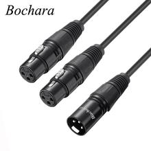 Bochara-Cable divisor XLR macho a hembra doble Y de 3 pines, lámina + trenzado blindado para amplificador mezclador de micrófono de 50cm 2024 - compra barato