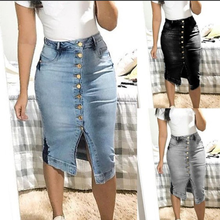 Bodycon Denim Saia Jeans Skirts Women Casual Mid-Calf Summer Button Large Size Slim Jupe Jean Femme Skirt Fashion Simple Skirts 2024 - buy cheap