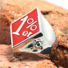 1pc  Mens Boy Star Red Color 1% er Cool Ring 316L Stainless Steel Hot Punk Style Party Ring 2024 - buy cheap