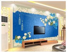 Customized 3d wallpaper 3d TV wall paper murals European fashion modern flowers flower background wall muralswallpaper 2024 - buy cheap