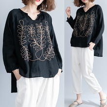 Женская свободная рубашка с длинным хвостом TA1542 в китайском стиле, хлопковые топы и блузки, весна 2019 2024 - купить недорого