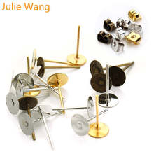 Li wang brincos 4/6/8/10mm 50 peças, poste de brinco, base para brincos unissex, dourado, bronze, branco, descobertas, fabricação de jóias 2024 - compre barato