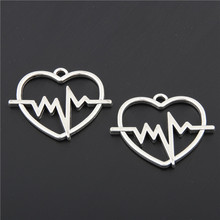 10PCS  Silver Color Heart Shaped Heartbeat Charm Zinc Alloy Colourful Heartbeat Love Enamel Charm Pendants A2889 2024 - buy cheap