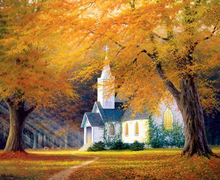 Cross-Stitch Autumn woods Scenery Church Needlework 14CT Counted Unprinted DIY Cross Stitch Kits Handmade Arts Wall Decor 2024 - buy cheap