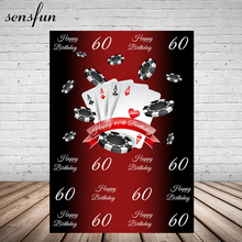 Sensfun Casino Las Vegas Card Party Photography Backdrop Red Black Happy 60th Birthday Backgrounds For Photo Studio 5x7ft Vinyl 2024 - buy cheap