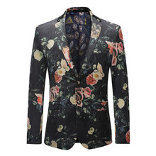 Мужской пиджак с цветочным принтом, приталенный пиджак для отдыха, деловой пиджак для вечеринки, 2019 2024 - купить недорого