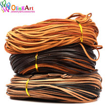 OlingArt 3*2mm 5Yard/lot  Black/Brown/Leather Color Flat Leather Rope/Cords DIY Necklace Bracelet Earrings Choker Jewelry Making 2024 - buy cheap