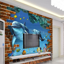 Papel tapiz decorativo 3D, murales bajo el mar, Fondo de delfines, wal 2024 - compra barato