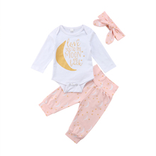 3Pcs Cute Newborn Clothing Set Baby Girls Cotton Clothes Long Sleeve Romper Tops Pants Headband Infant Clothes Baby Outfit Set 2024 - buy cheap