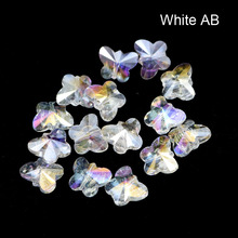 Hot Sale 100pcs 12x14mm White AB Butterfly Crystal Glass Beads Loose Spacer Beads For Jewelry Making Favor Bracelet DIY Beads 2024 - buy cheap
