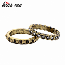 KISS ME-anillo con diamantes de imitación geométricos para mujer, joyería de moda Vintage de aleación de Zinc, 2019 2024 - compra barato
