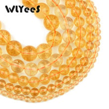 WLYeeS Yellow Crystal beads Round ball 4 6 8 10 12mm Natural Crystal loose beads for jewelry necklace Accessories Making DIY 15" 2024 - buy cheap