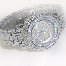 Relógio de luxo com cristais e pulseira de aço inoxidável, relógio de quartzo com strass para mulheres, vestimenta, 2019 2024 - compre barato