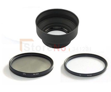 3 em 1 49 52 55 58 62 67 72 77mm Rubber Lens Hood + Filtro UV + Filtro CPL para Canon Nikon DSLR câmera 2024 - compre barato